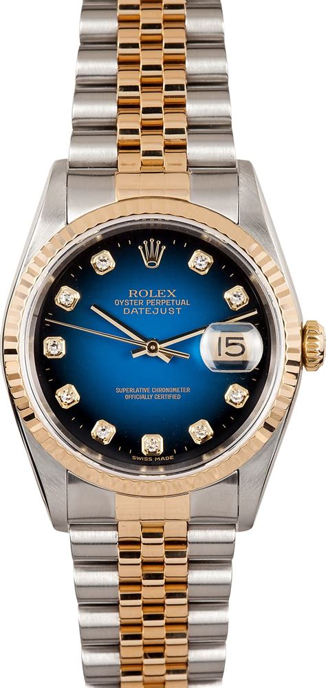 rolex 16233 blue vignette diamond dial|pre owned Rolex datejust 16233.